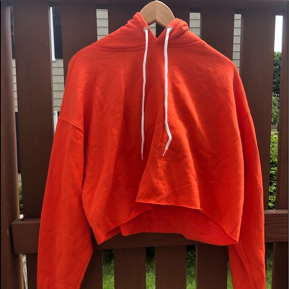 Neon Orange Cropped Sweatshirt